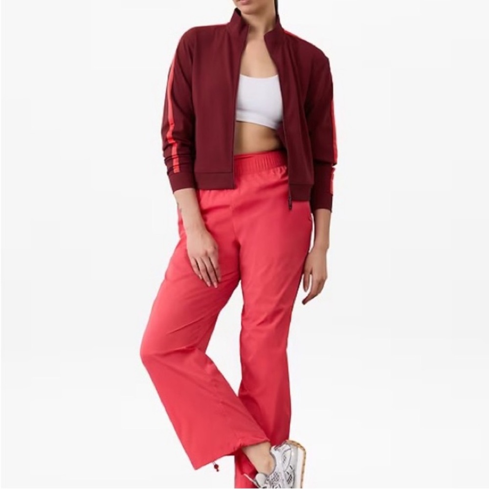 Athleta Maroon Bomber with red Finish Line Jacket NEW